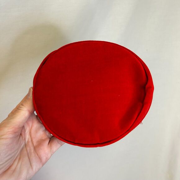 Vintage 1960s Red Velvet Fit & Flare Party Cocktail Dress W/Pillbox Hat Size XS - Picture 14 of 16